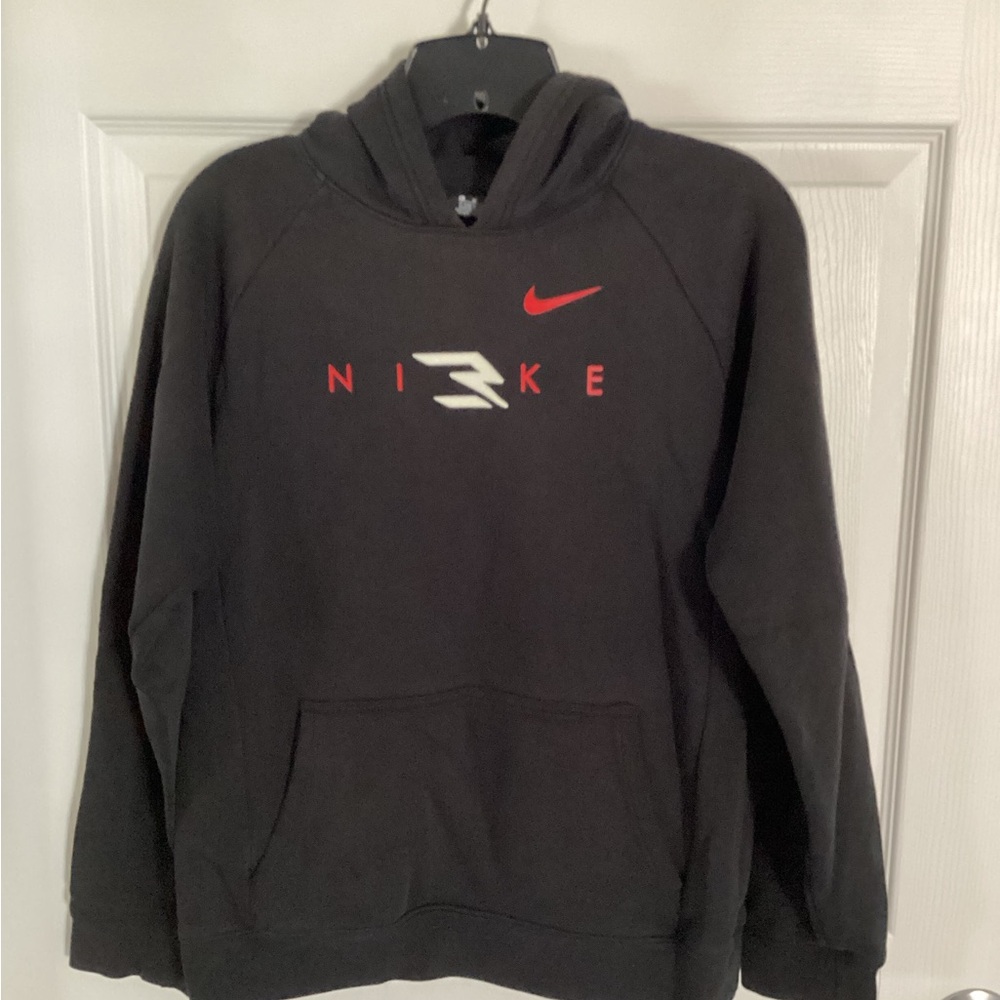 Nike boys  Black Pullover Hoodie with Red Logo